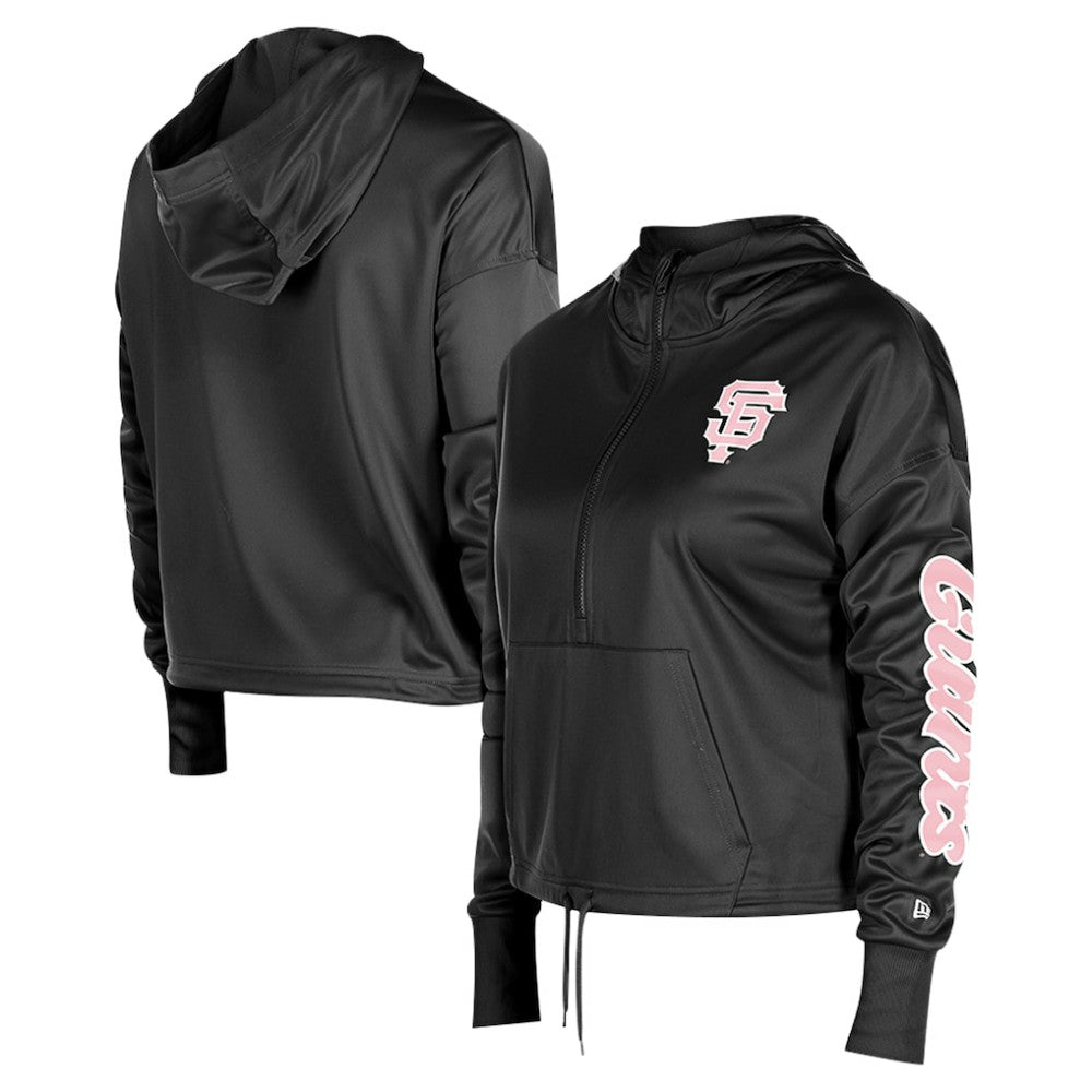 San Francisco Giants New Era Women's Half-Zip Hoodie - Black - New Era Sale