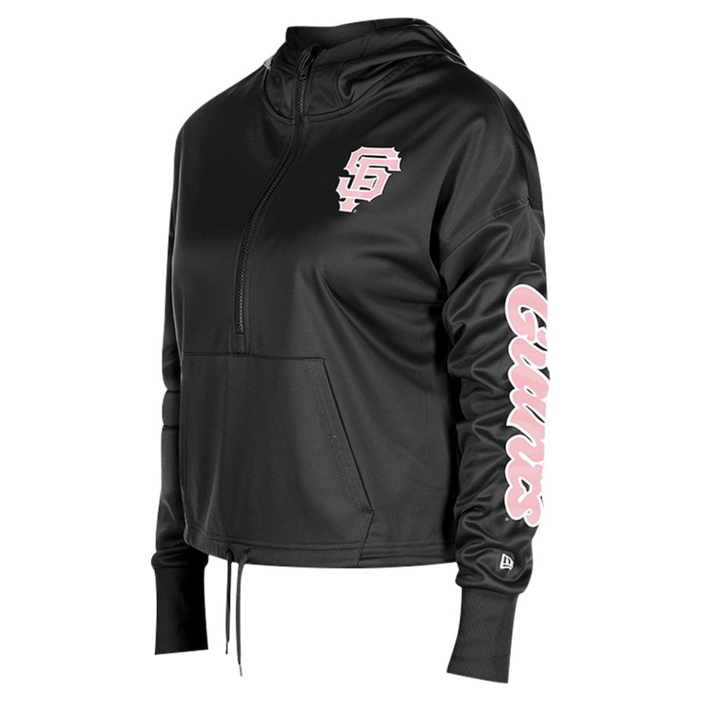 San Francisco Giants New Era Women's Half-Zip Hoodie - Black - New Era Sale
