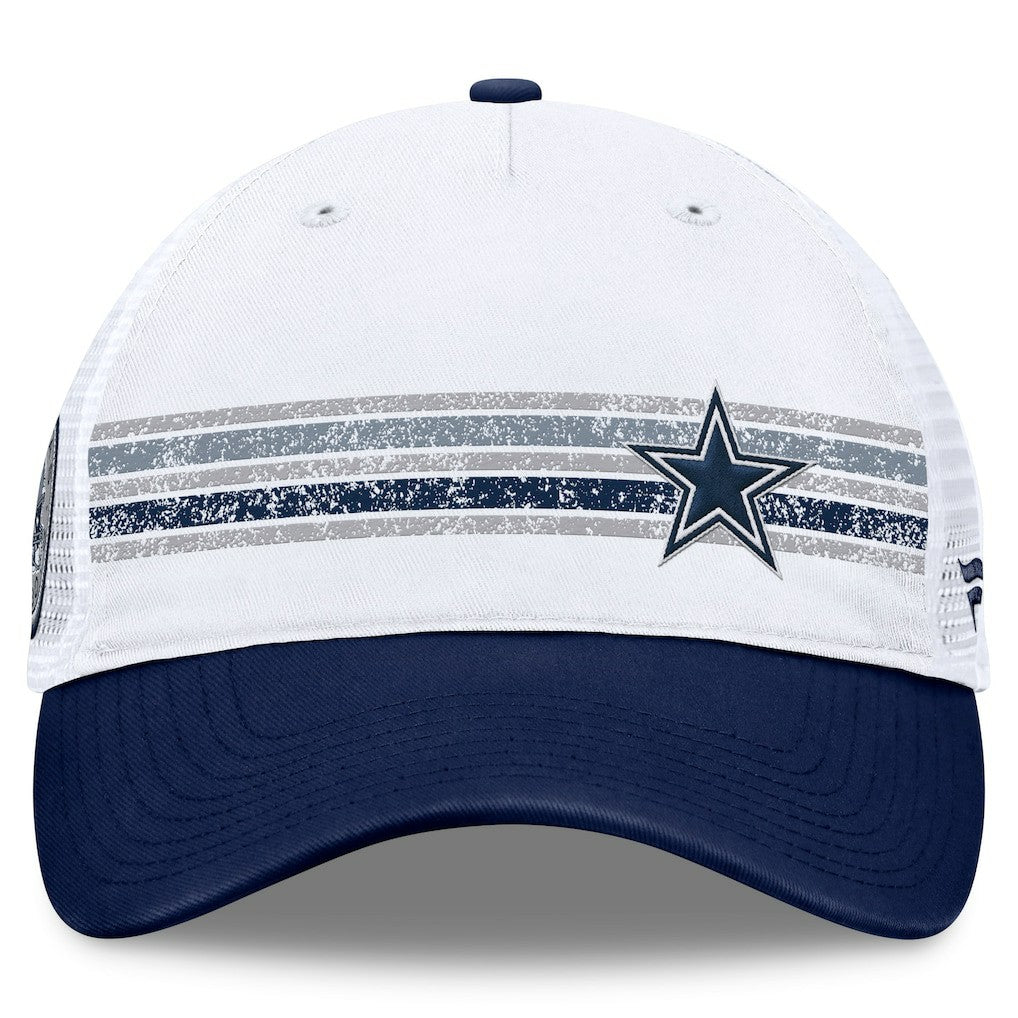 Fanatics Dallas Cowboys Fundamentals Flawless Stripe Trucker Adjustable Hat White/Navy