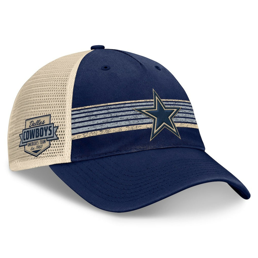 Fanatics Dallas Cowboys Fundamentals Stripes Trucker Adjustable Hat Navy/Natural