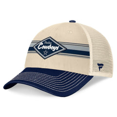 Fanatics Dallas Cowboys Fundamentals Diamond Stripes Trucker Adjustable Hat Stone/Navy