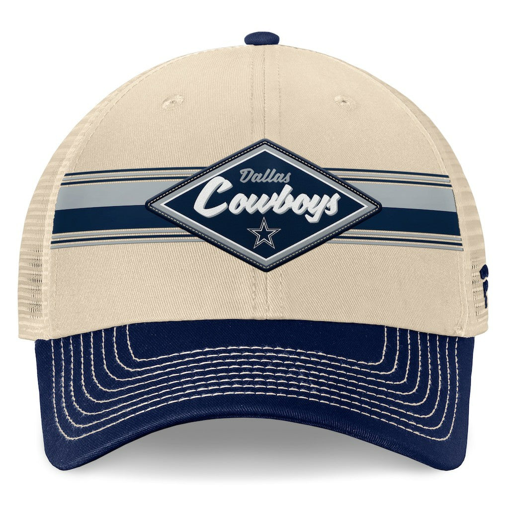 Fanatics Dallas Cowboys Fundamentals Diamond Stripes Trucker Adjustable Hat Stone/Navy