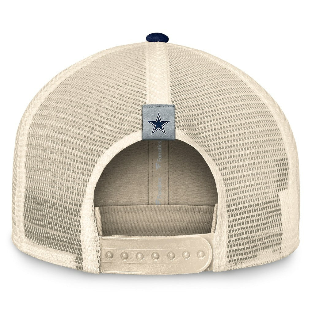 Fanatics Dallas Cowboys Fundamentals Diamond Stripes Trucker Adjustable Hat Stone/Navy