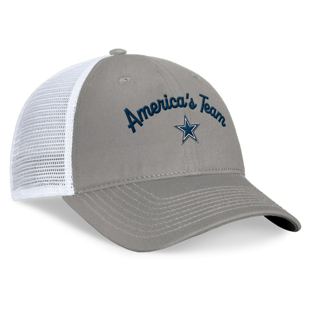 Fanatics Dallas Cowboys Women's Fundamentals Slogan Trucker Adjustable Hat Gray/White