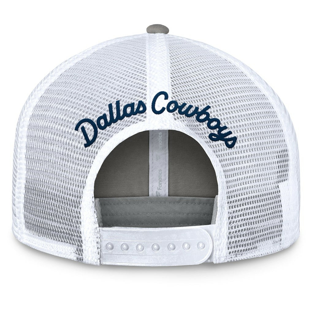 Fanatics Dallas Cowboys Women's Fundamentals Slogan Trucker Adjustable Hat Gray/White