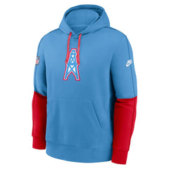 Nike Tennessee Titans Oilers Throwback Alternate Logo Club Tri-Blend Pullover Hoodie Light Blue