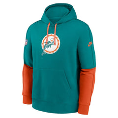 Nike Miami Dolphins Throwback Logo Club Tri-Blend Pullover Hoodie Aqua