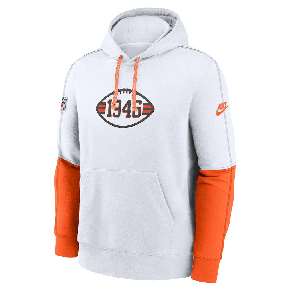 Nike Cleveland Browns Throwback Logo Club Tri-Blend Pullover Hoodie White