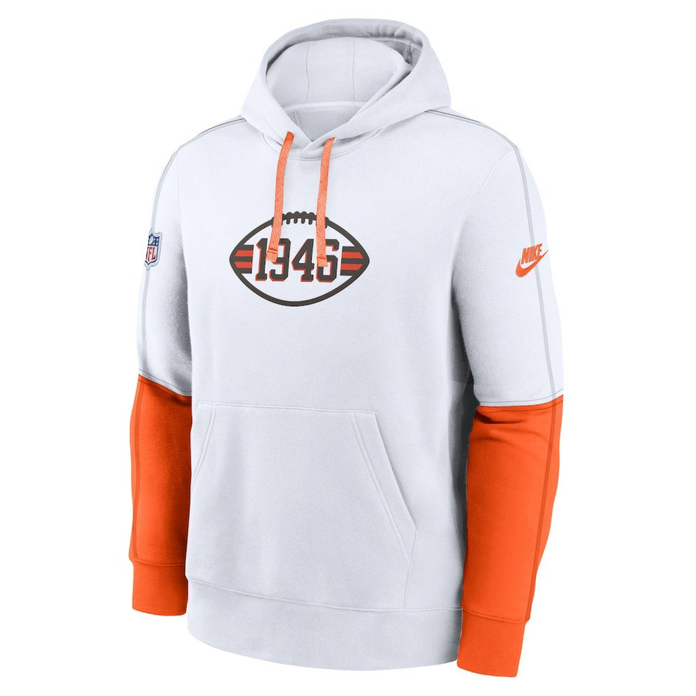 Nike Cleveland Browns Throwback Logo Club Tri-Blend Pullover Hoodie White