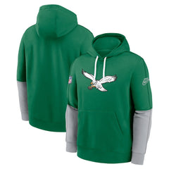 Nike Philadelphia Eagles Throwback Logo Club Tri-Blend Pullover Hoodie Kelly Green