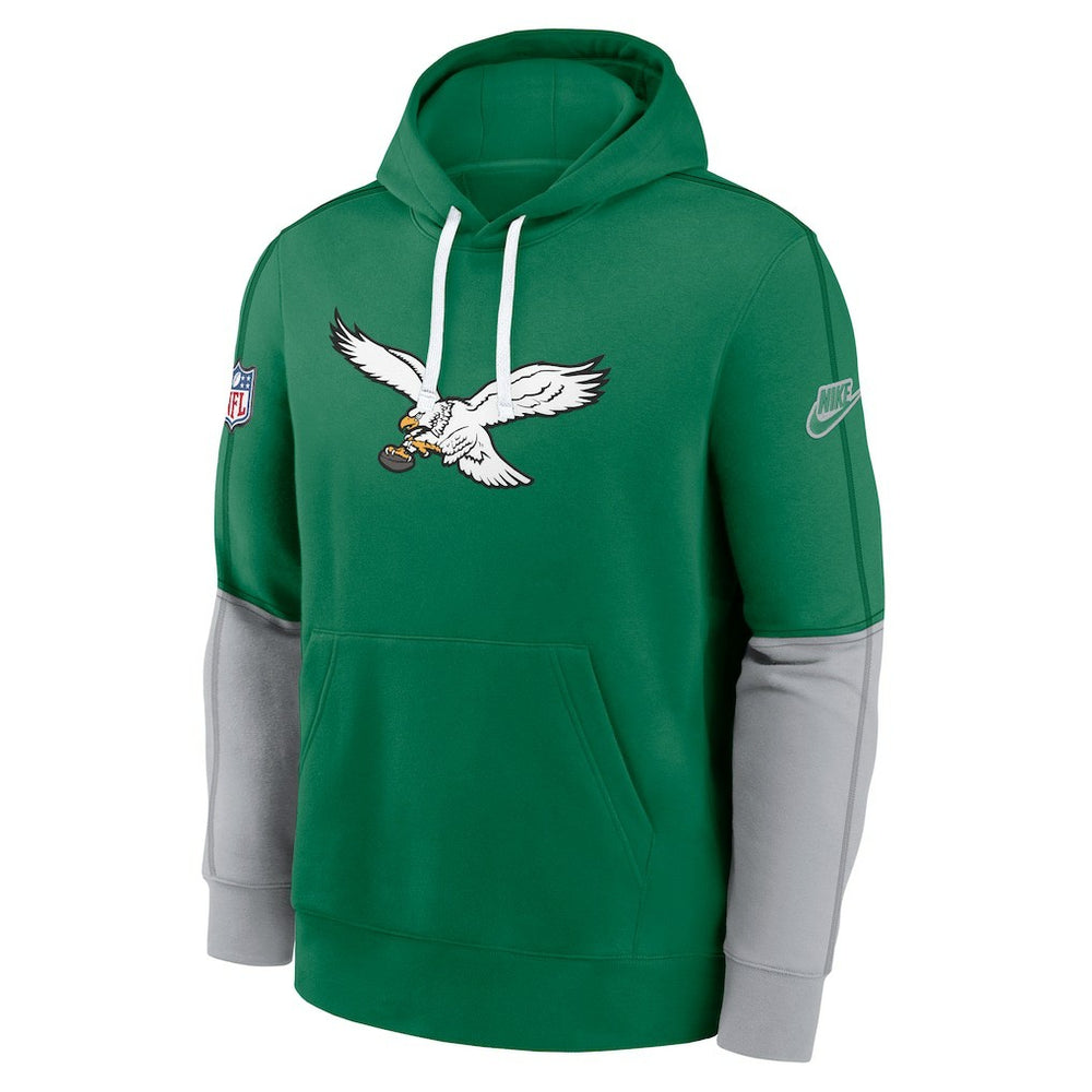 Nike Philadelphia Eagles Throwback Logo Club Tri-Blend Pullover Hoodie Kelly Green