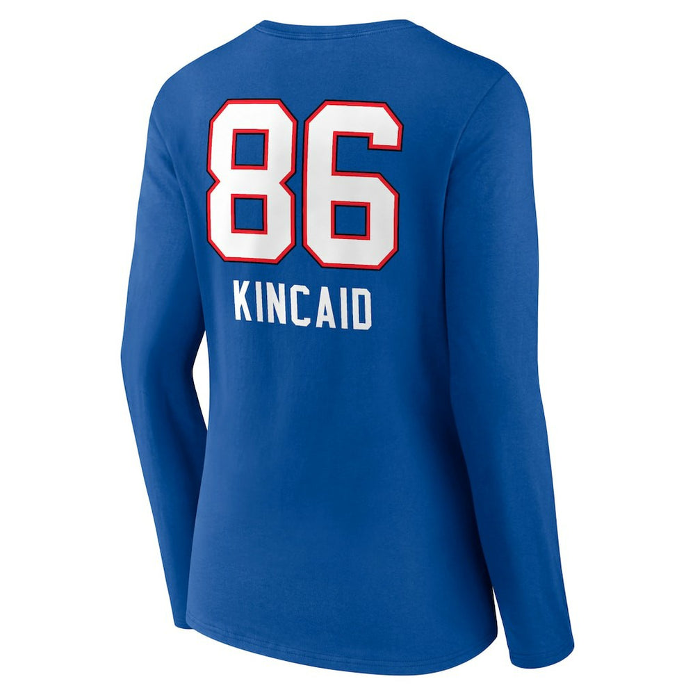 Dalton Kincaid Buffalo Bills Women's Team Wordmark Player Name & Number Long Sleeve V-Neck T-Shirt Royal