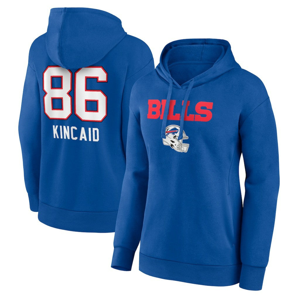 Dalton Kincaid Buffalo Bills Women's Team Wordmark Player Name & Number Pullover Hoodie Royal