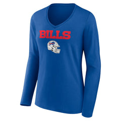 Dawson Knox Buffalo Bills Women's Team Wordmark Player Name & Number Long Sleeve V-Neck T-Shirt Royal