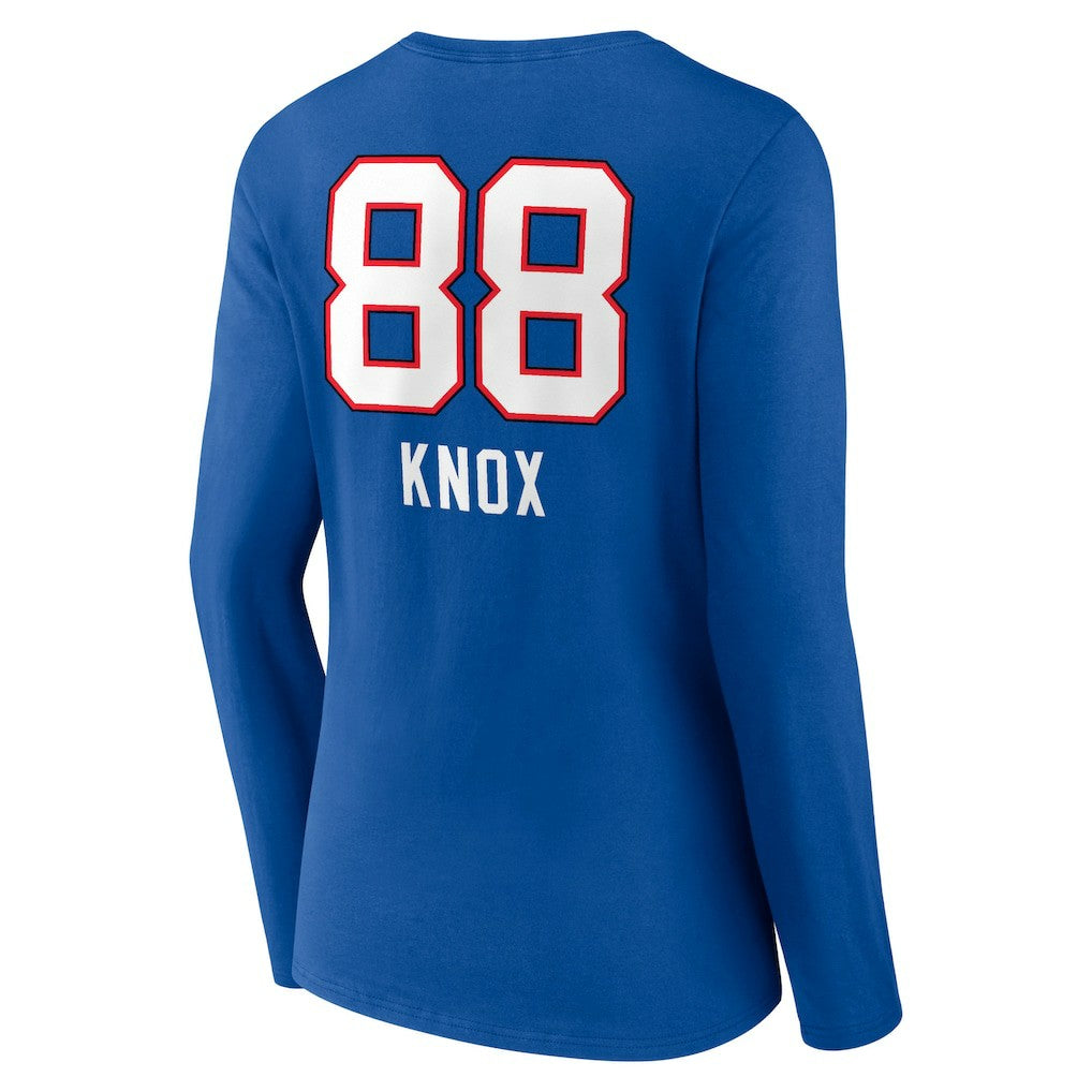 Dawson Knox Buffalo Bills Women's Team Wordmark Player Name & Number Long Sleeve V-Neck T-Shirt Royal