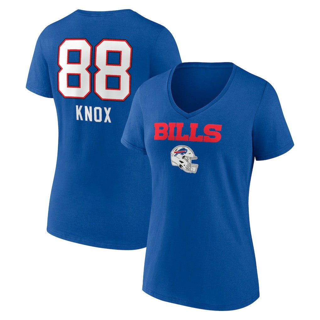 Dawson Knox Buffalo Bills Women's Team Wordmark Player Name & Number V-Neck T-Shirt Royal