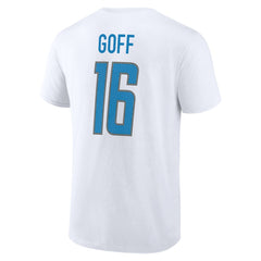 Jared Goff Detroit Lions Icon Player Name & Number T-Shirt White