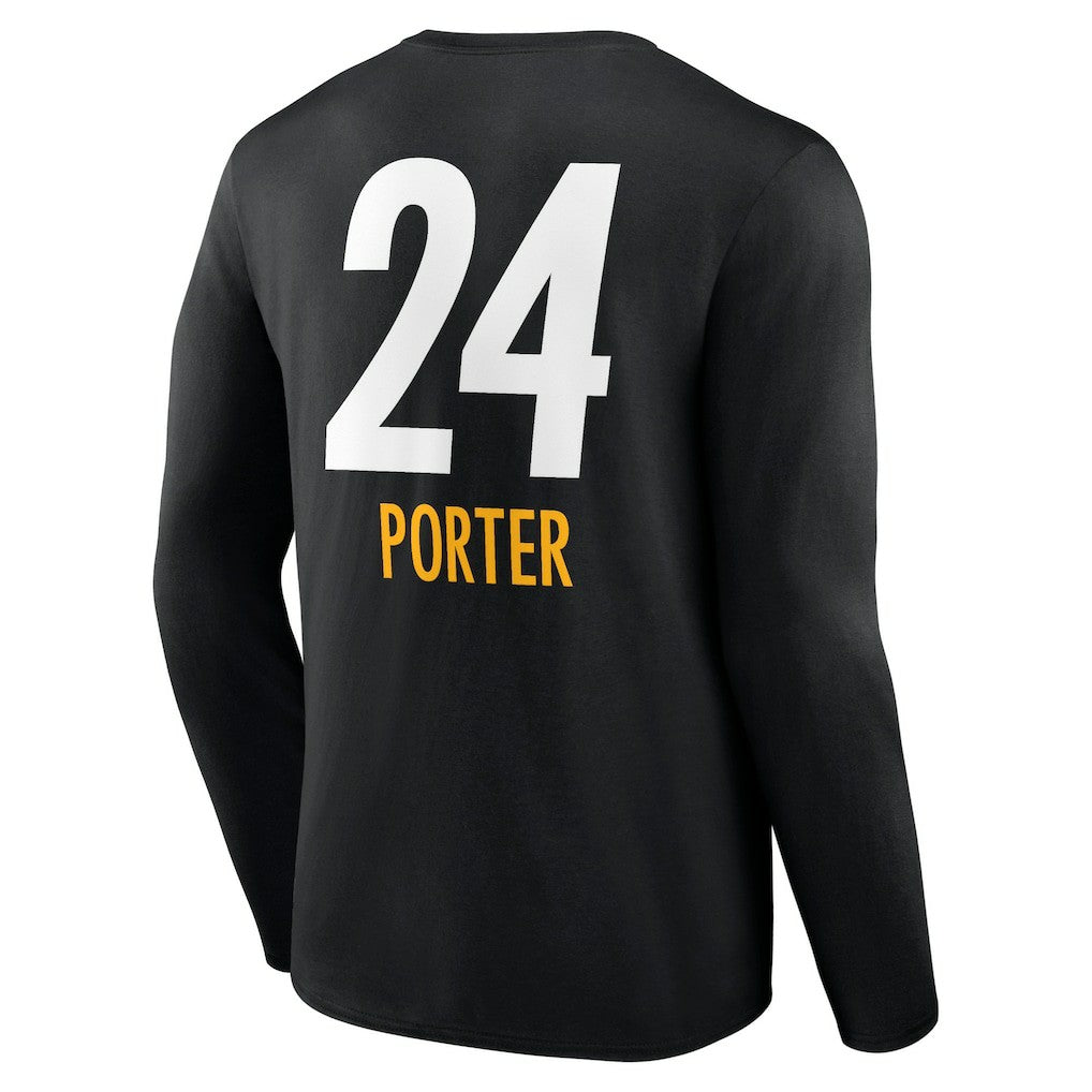 Joey Porter Jr. Pittsburgh Steelers Team Wordmark Player Name & Number Long Sleeve T-Shirt Black