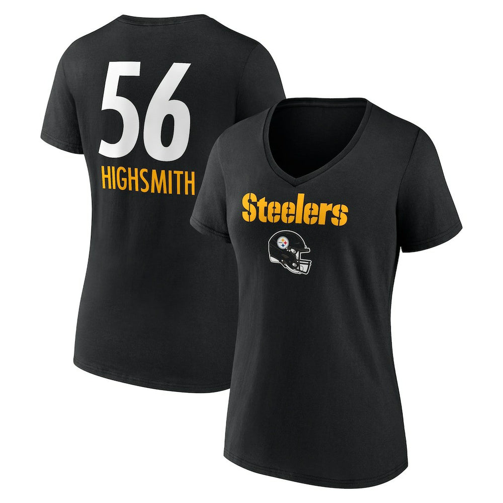 Alex Highsmith Pittsburgh Steelers Women's Team Wordmark Player Name & Number V-Neck T-Shirt Black