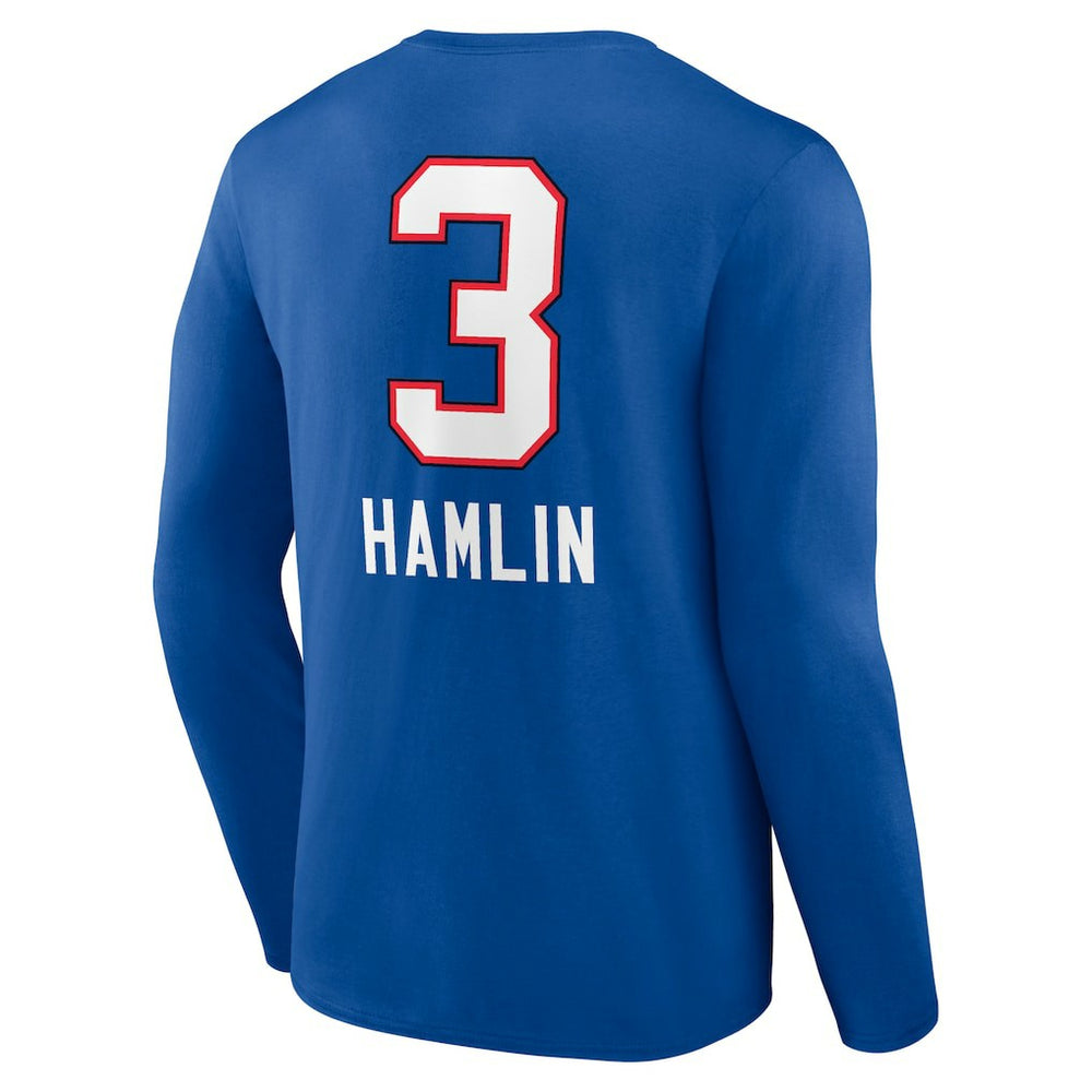 Damar Hamlin Buffalo Bills Team Wordmark Player Name & Number Long Sleeve T-Shirt Royal