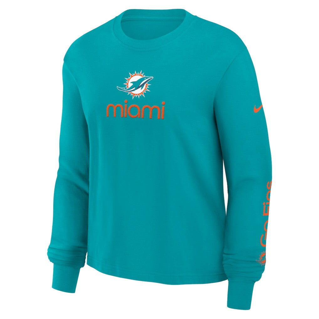 Nike Miami Dolphins Women's Boxy Long Sleeve T-Shirt Aqua