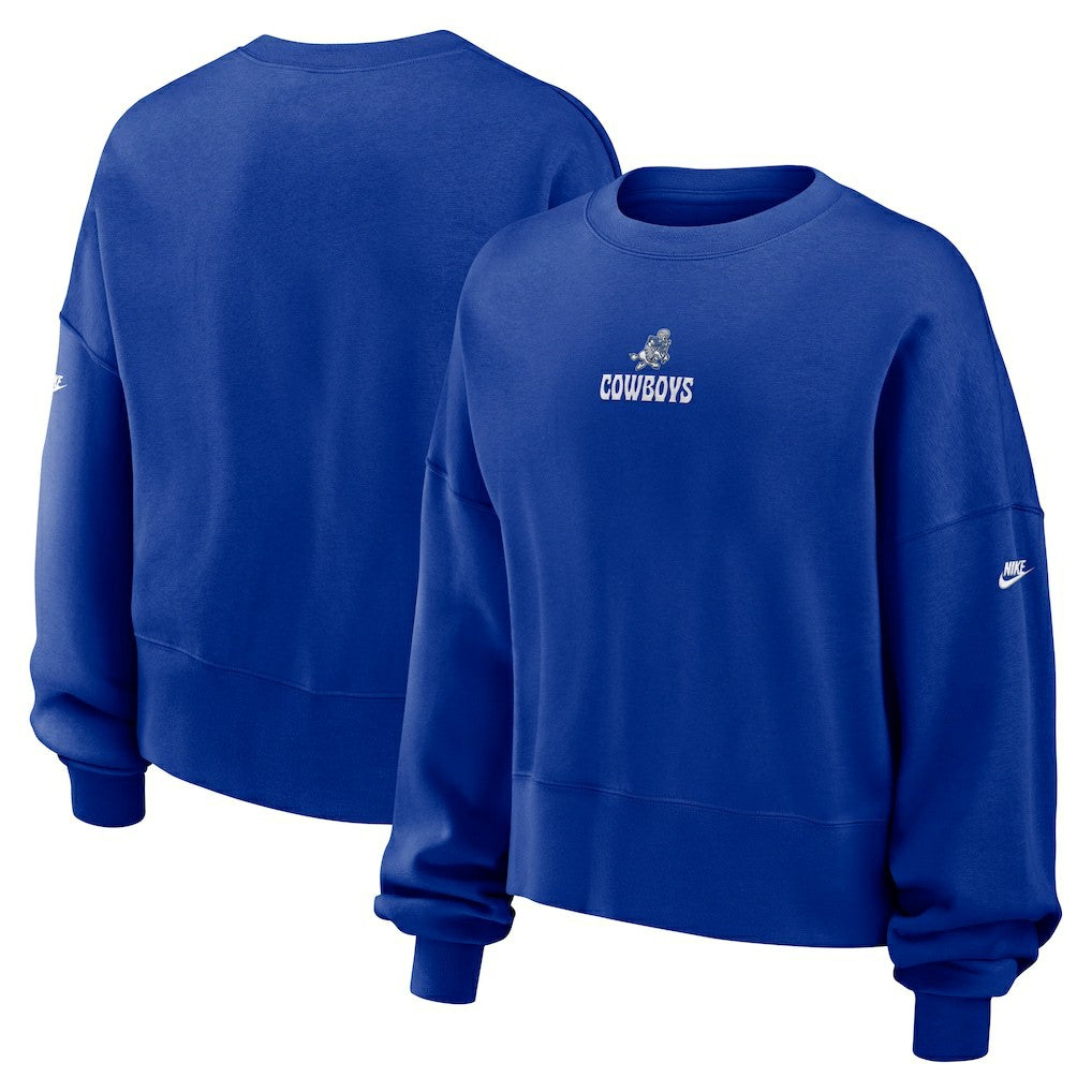 Nike Dallas Cowboys Women's Oversized Rewind Pullover Sweatshirt Royal
