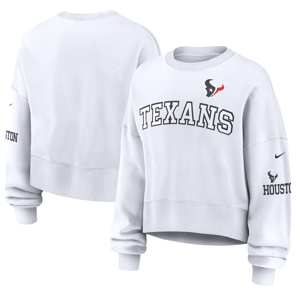 Nike Houston Texans Women's Oversized Pullover Sweatshirt White