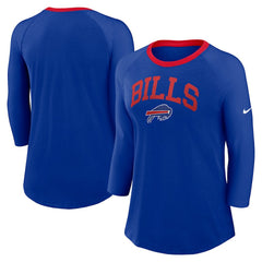 Nike Buffalo Bills Women's 3/4 Sleeve Raglan Fashion Top Royal