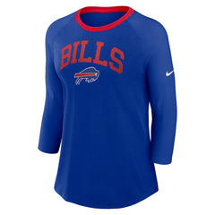 Nike Buffalo Bills Women's 3/4 Sleeve Raglan Fashion Top Royal