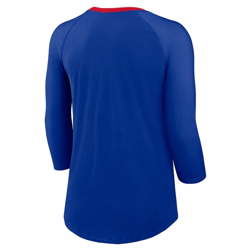 Nike Buffalo Bills Women's 3/4 Sleeve Raglan Fashion Top Royal