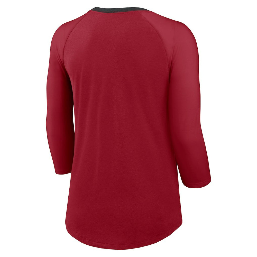 Nike Arizona Cardinals Women's 3/4 Sleeve Raglan Fashion Top Cardinal