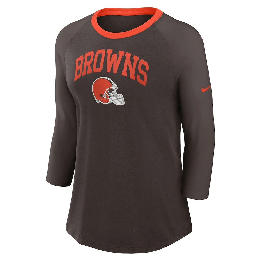 Nike Cleveland Browns Women's 3/4 Sleeve Raglan Fashion Top Brown