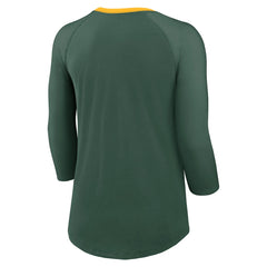 Nike Green Bay Packers Women's 3/4 Sleeve Raglan Fashion Top Green