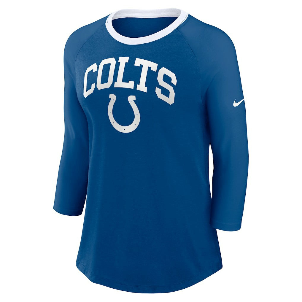 Nike Indianapolis Colts Women's 3/4 Sleeve Raglan Fashion Top Royal