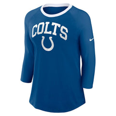 Nike Indianapolis Colts Women's 3/4 Sleeve Raglan Fashion Top Royal