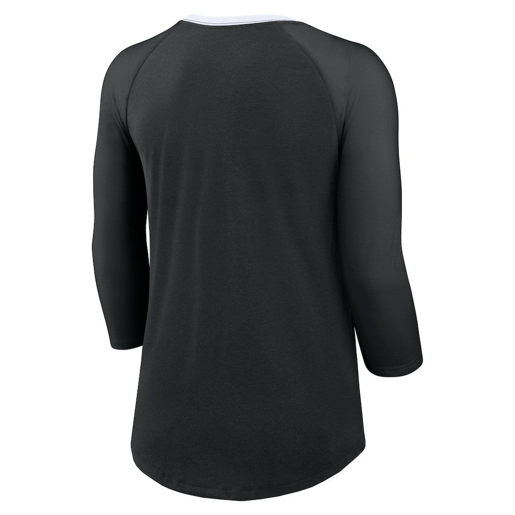 Nike New Orleans Saints Women's 3/4 Sleeve Raglan Fashion Top Black