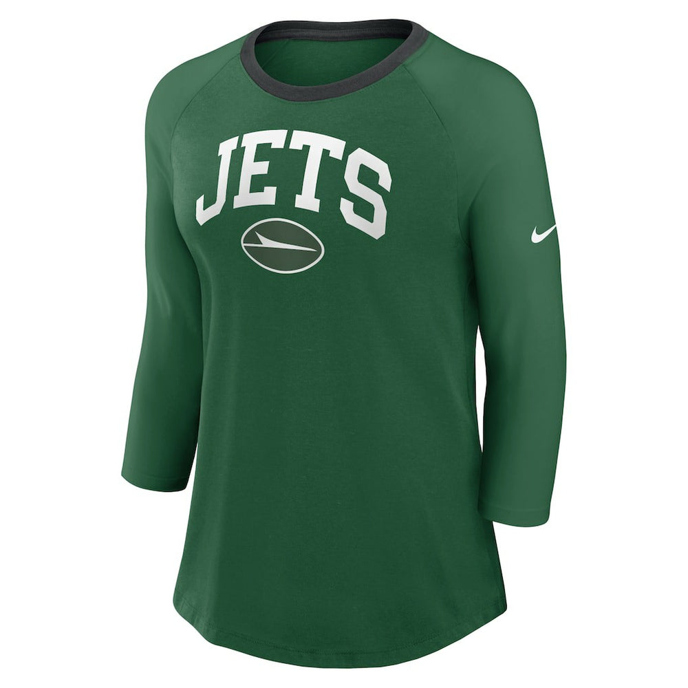 Nike New York Jets Women's 3/4 Sleeve Raglan Fashion Top Green