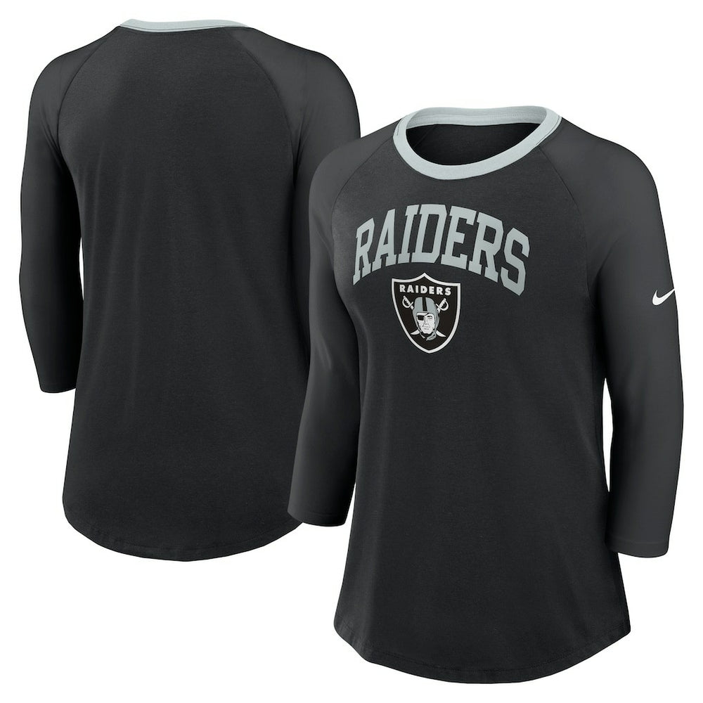 Nike Las Vegas Raiders Women's 3/4 Sleeve Raglan Fashion Top Black