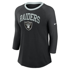 Nike Las Vegas Raiders Women's 3/4 Sleeve Raglan Fashion Top Black