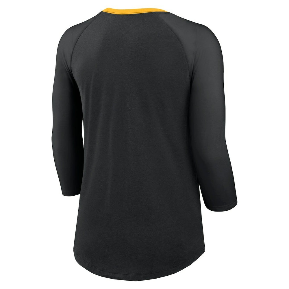 Nike Pittsburgh Steelers Women's 3/4 Sleeve Raglan Fashion Top Black