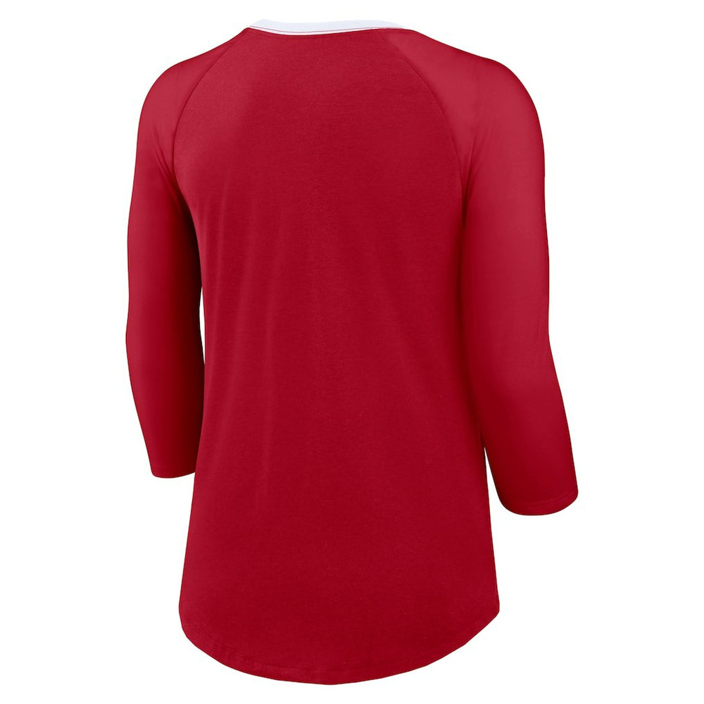 Nike San Francisco 49ers Women's 3/4 Sleeve Raglan Fashion Top Scarlet