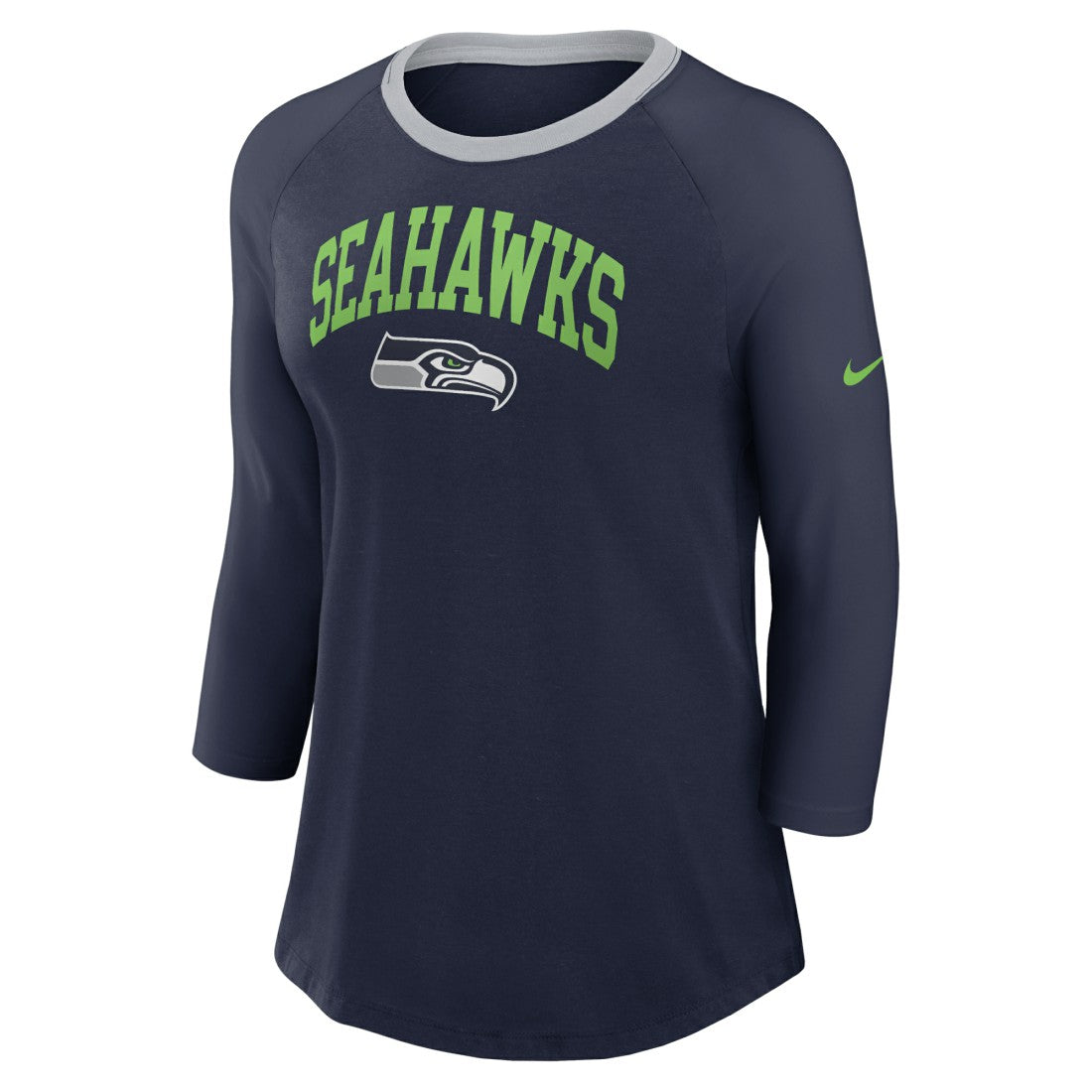 Nike Seattle Seahawks Women's 3/4 Sleeve Raglan Fashion Top Navy
