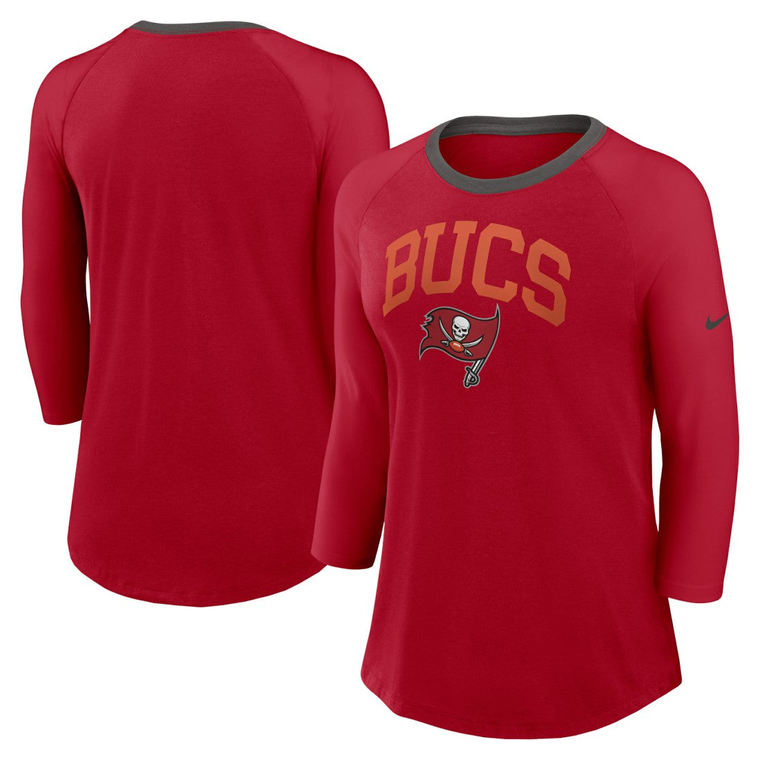 Nike Tampa Bay Buccaneers Women's 3/4 Sleeve Raglan Fashion Top Red