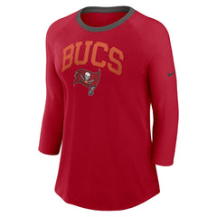 Nike Tampa Bay Buccaneers Women's 3/4 Sleeve Raglan Fashion Top Red