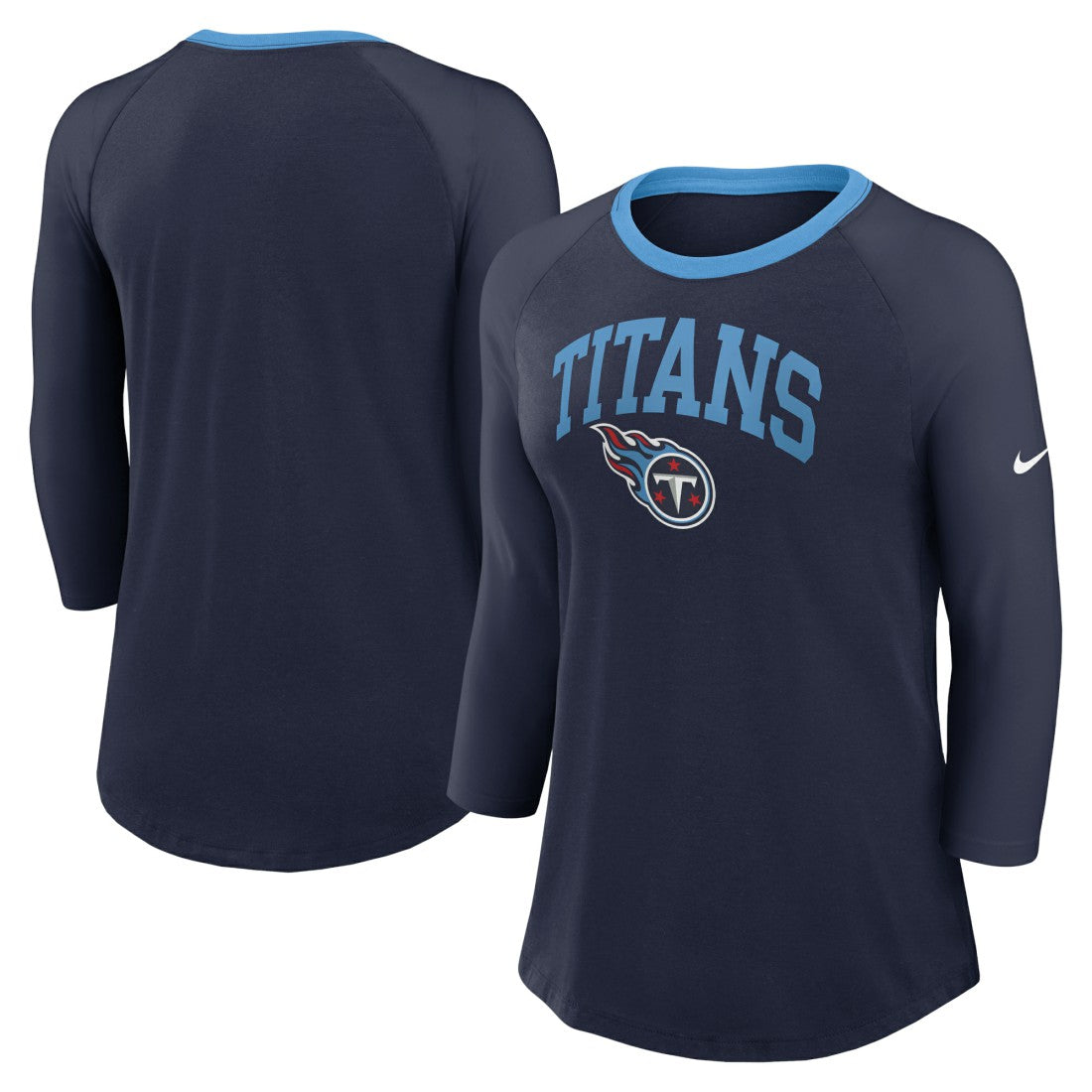 Nike Tennessee Titans Women's 3/4 Sleeve Raglan Fashion Top Navy