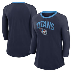 Nike Tennessee Titans Women's 3/4 Sleeve Raglan Fashion Top Navy