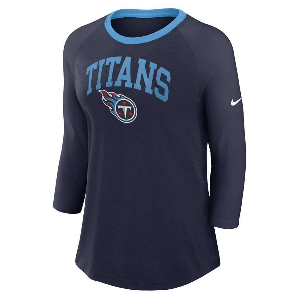 Nike Tennessee Titans Women's 3/4 Sleeve Raglan Fashion Top Navy