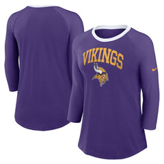 Nike Minnesota Vikings Women's 3/4 Sleeve Raglan Fashion Top Purple