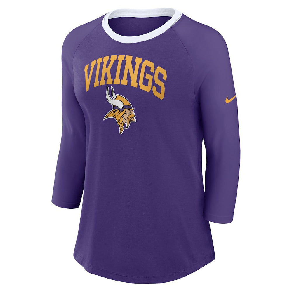 Nike Minnesota Vikings Women's 3/4 Sleeve Raglan Fashion Top Purple