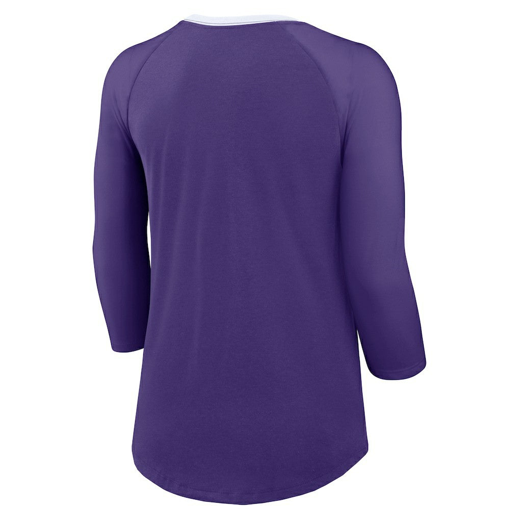 Nike Minnesota Vikings Women's 3/4 Sleeve Raglan Fashion Top Purple